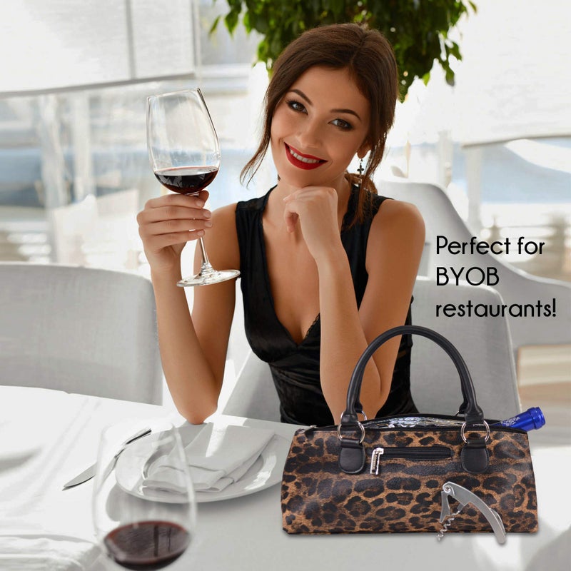 Primeware Wine Clutch Bag (Thermal Insulated) Trendy Women's Carry Tote | Holds Red & White 750mL Bottles | Trendy Fashion | Incl. Portable Waiter-Style Corkscrew - Image 3